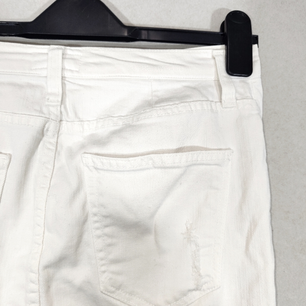 Current Elliot White Distressed Skirt Pencil Size UK 10 Waist 27in The Stiletto - Picture 7 of 11
